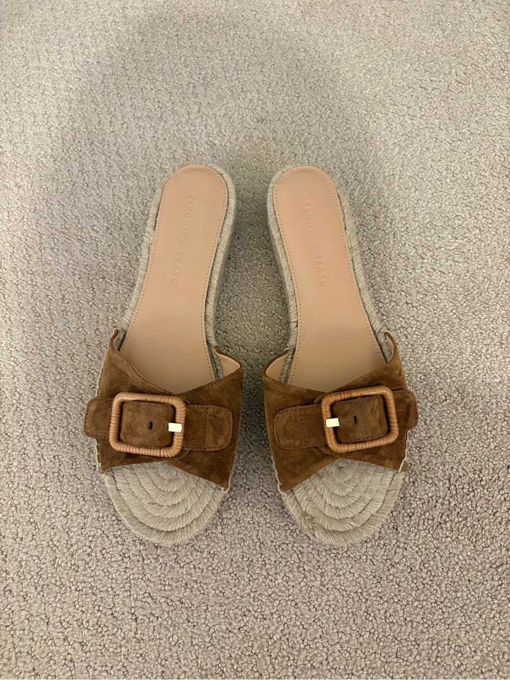 Veronica Beard Brown Suede Espadrille Slide Sandals